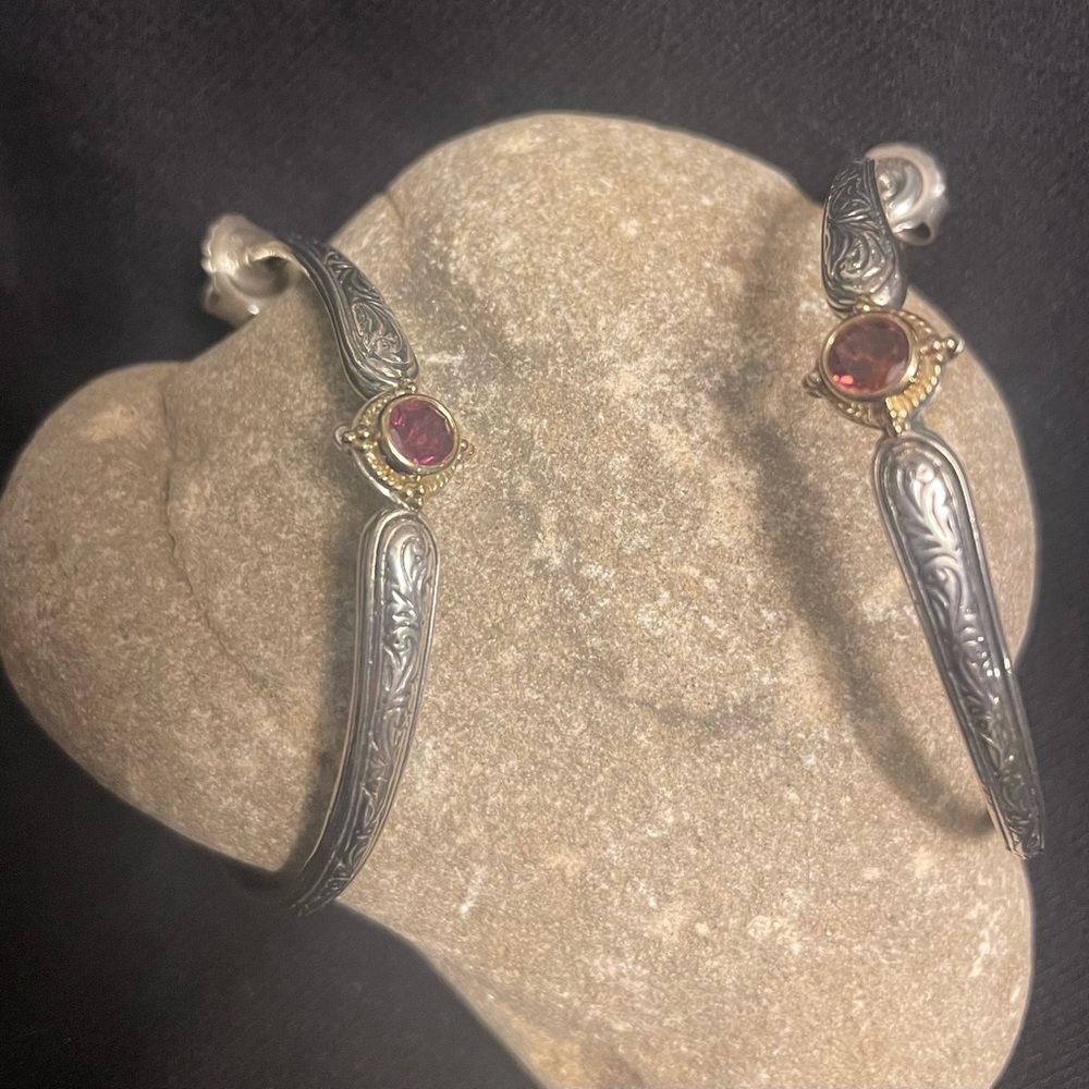 Konstantinos large pink tourmaline hoops
